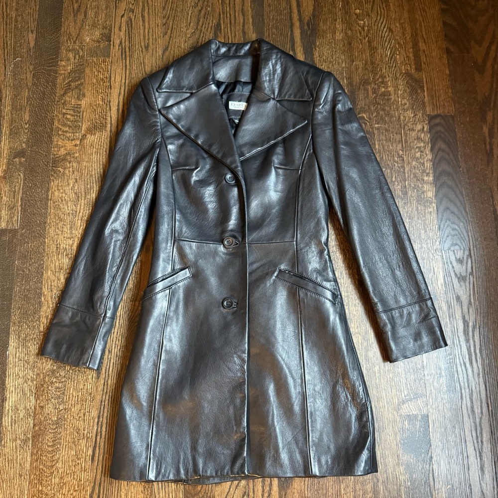 Bebe Moda Y2K Genuine Leather Jacket Black Made in Canada Size 2